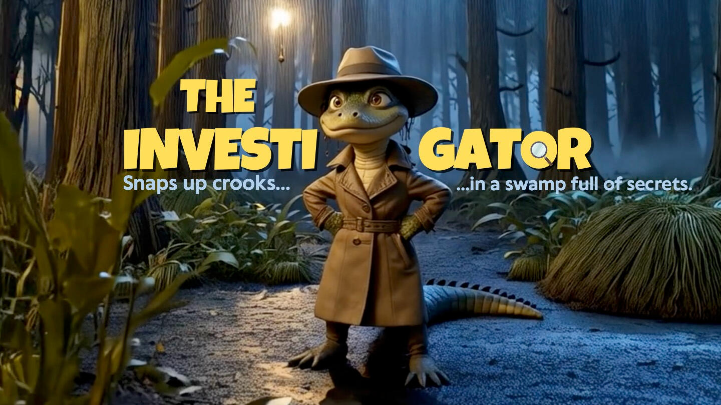 THE INVESTI…GATOR (animated mystery series) Format by Michelle Claase With sharp instincts and a nose for trouble, a clever young gator named Ali solves mysteries in her swampy backyard.